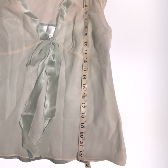 Banana Republic Mint Green Silk Edge on Sheer Off White Blouse Size Medium - Picture 4 of 4